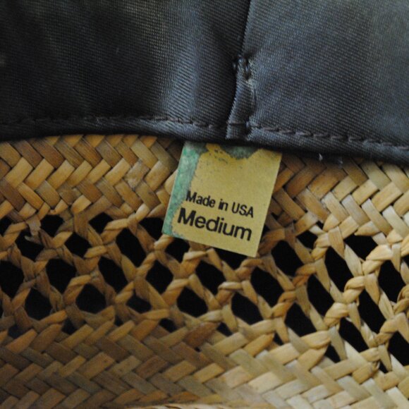 Vintage Straw Sun Hat with Tropical Fabric Band Made in USA - Picture 10 of 13